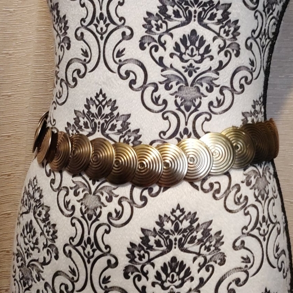Accessories - Vintage Brass Medallion Stretchy Statement Belt 25"-35"